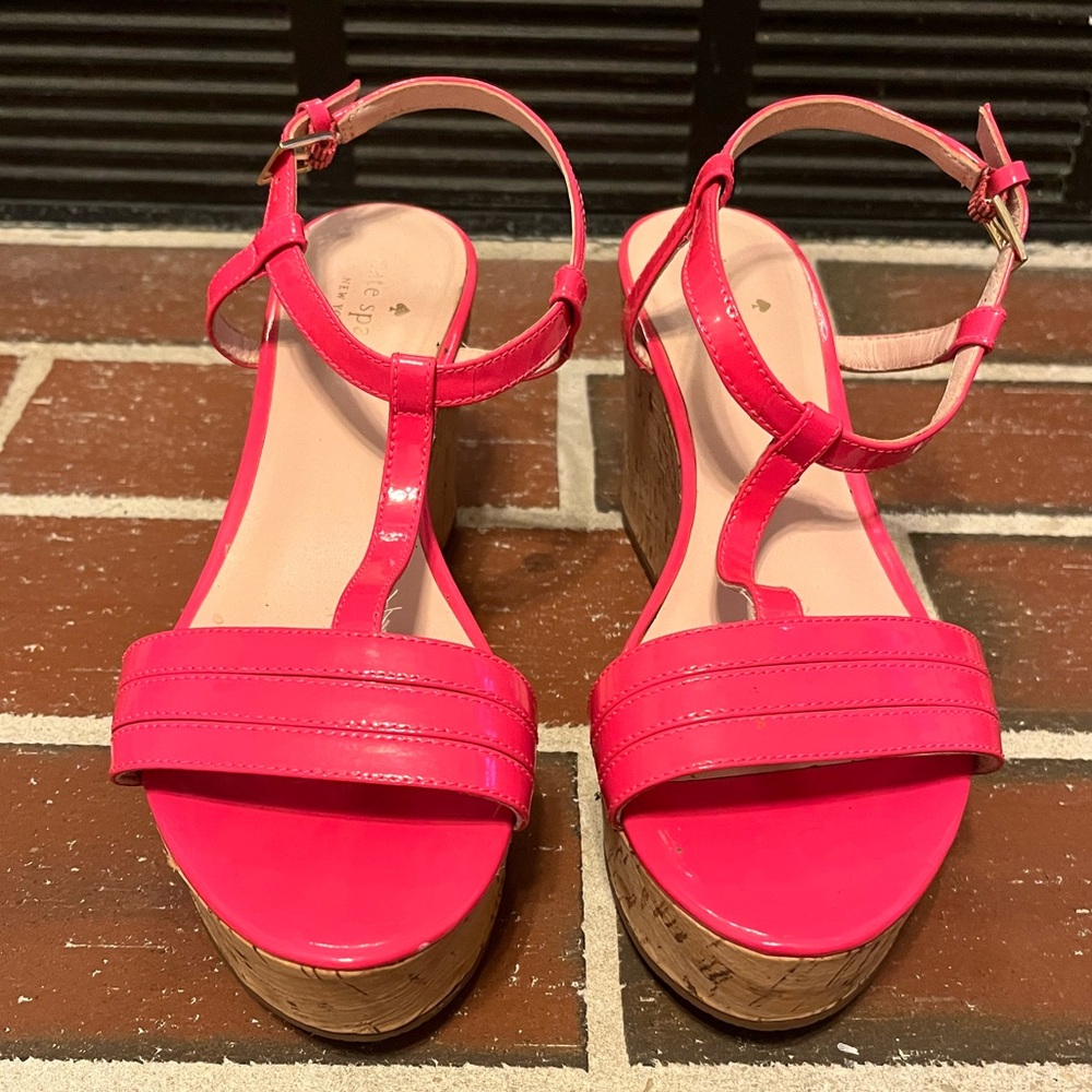 Kate Spade Hot Pink Wedge Sandal size 7.5